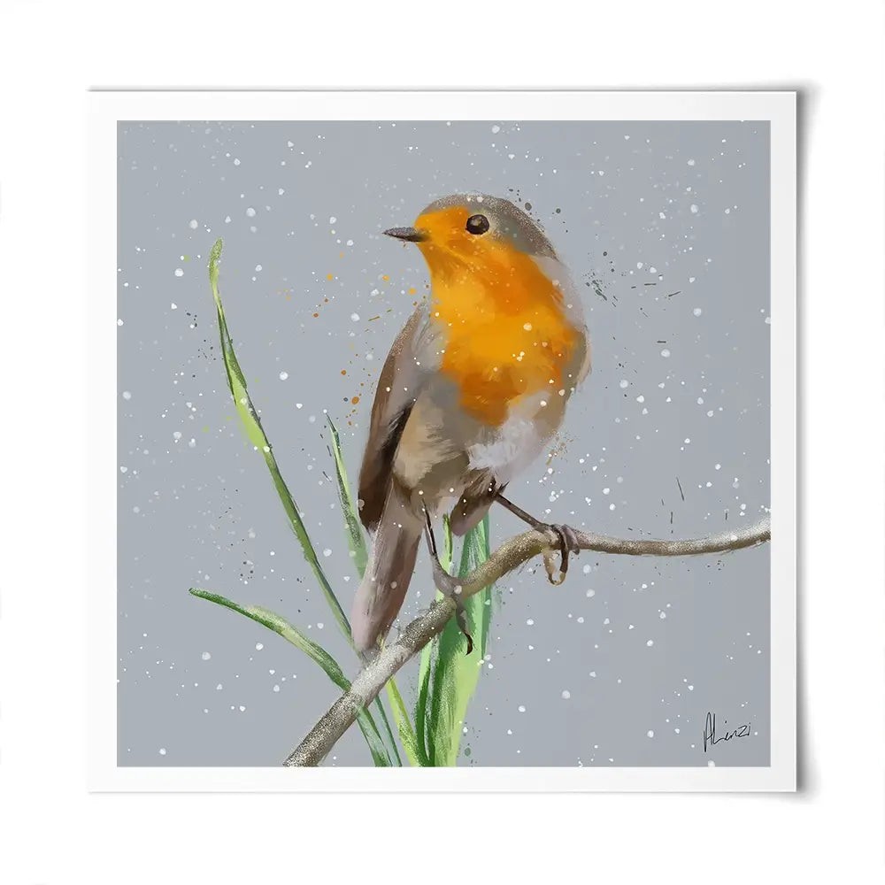 Robin In The Snow Square Art Print Robin In The Snow Square Art Print wall art product Aimee Linzi