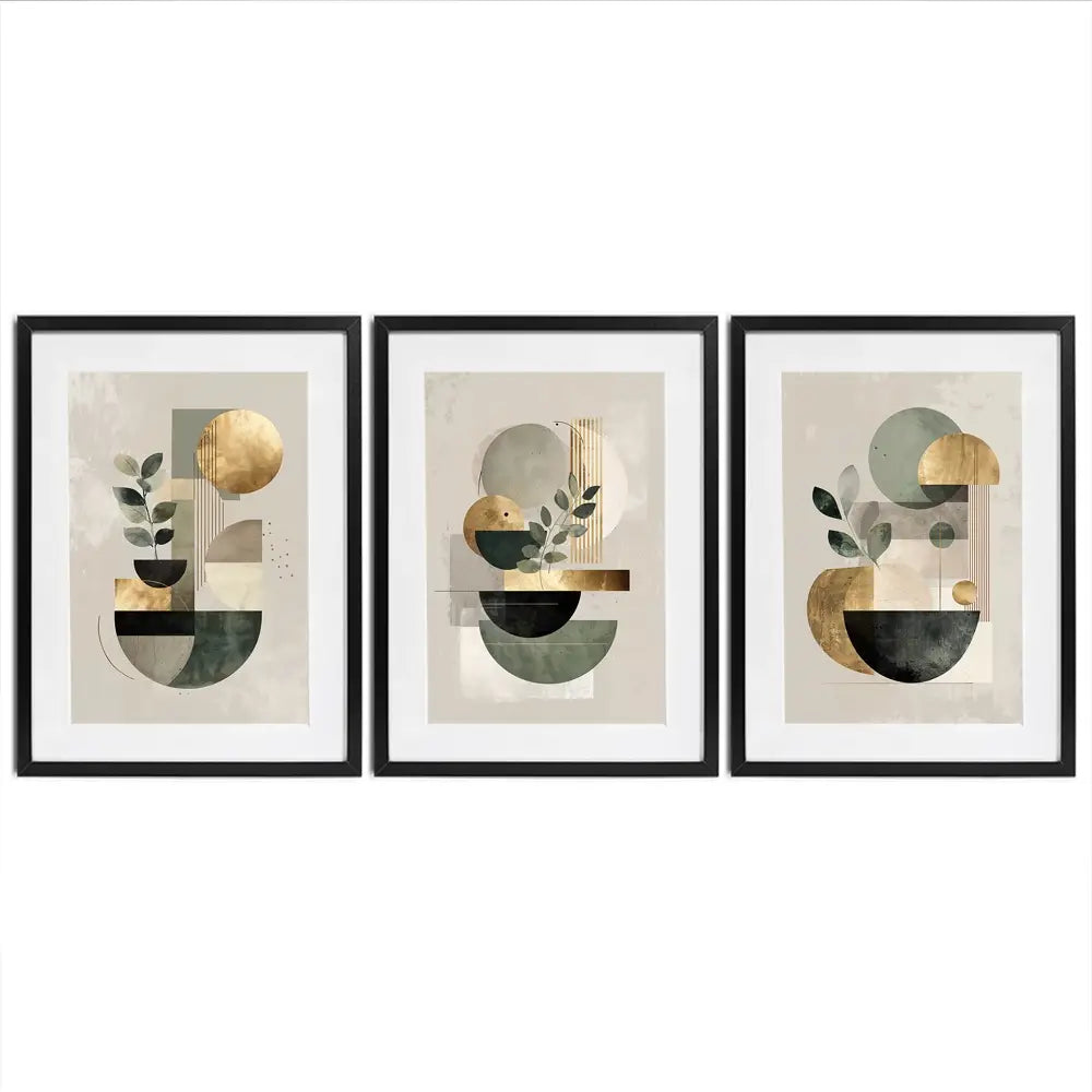 Sage Green Composition Framed Art Print Trio Sage Green Composition Framed Art Print Trio wall art product IAmHomeStudio