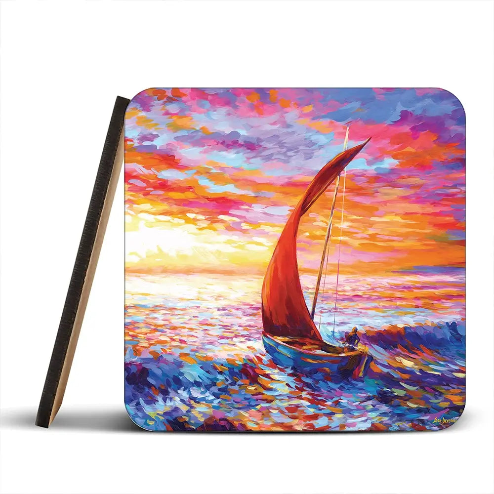 Sailboat Sunset Coaster Set Sailboat Sunset Coaster Set wall art product Leon Devenice