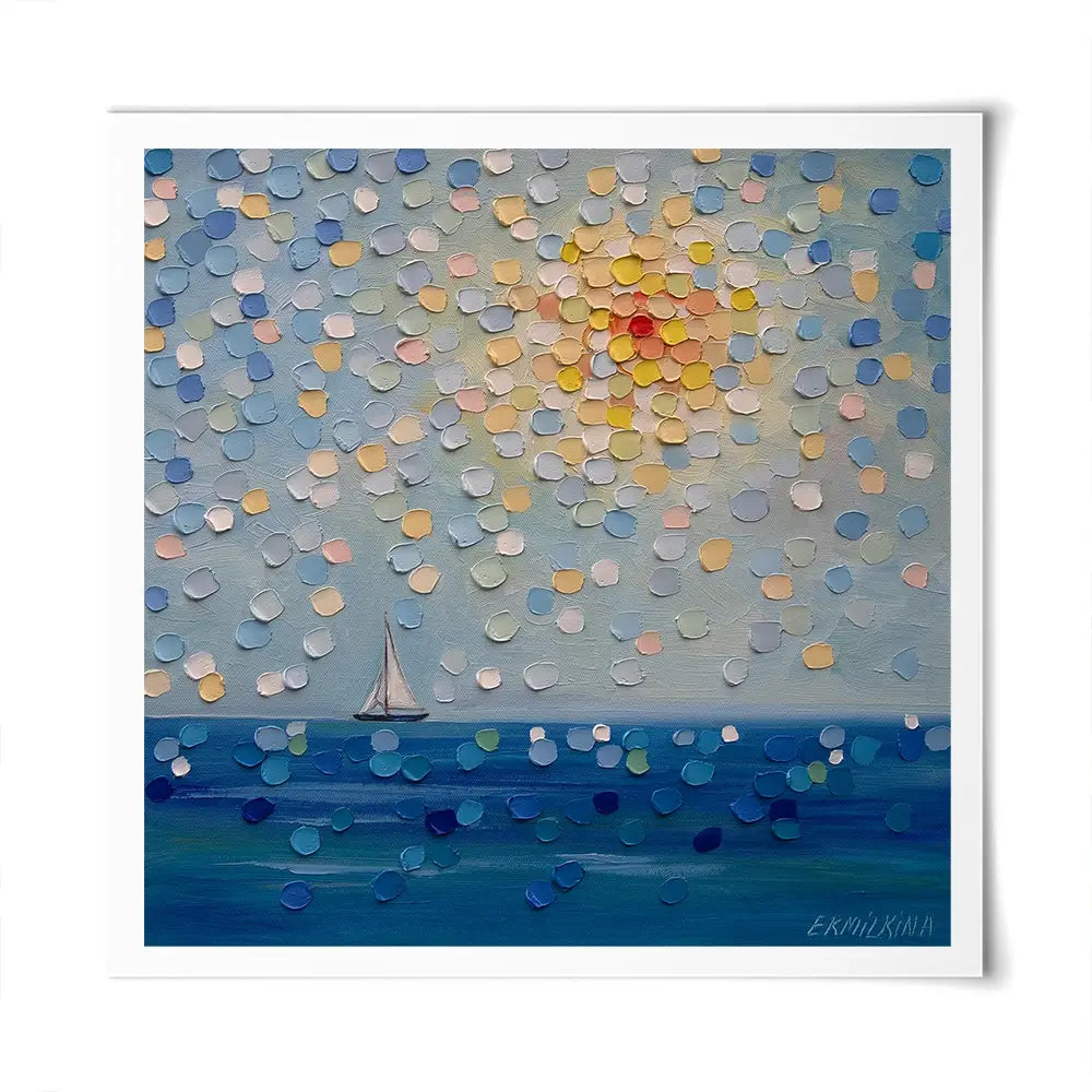 Sailing By The Sun Square Art Print Sailing By The Sun Square Art Print wall art product Ekaterina Ermilkina