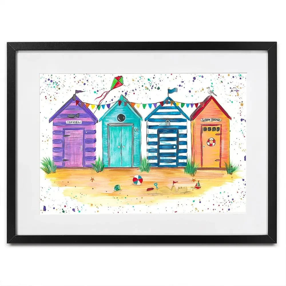 Sandy Shore Beach Huts Framed Art Print Sandy Shore Beach Huts Framed Art Print wall art product Emma LC Art