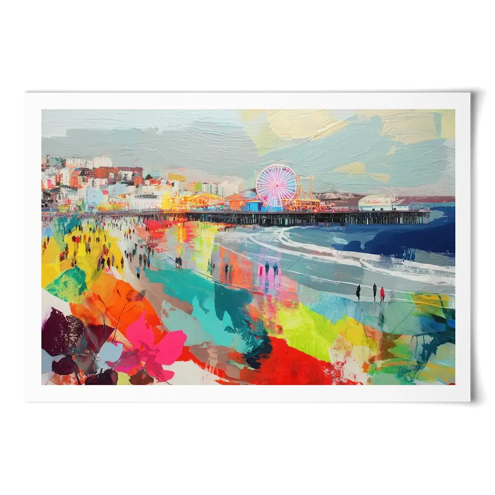 Santa Monica Pier In Colour Art Print Santa Monica Pier In Colour Art Print wall art product Chromatic Storm Studio