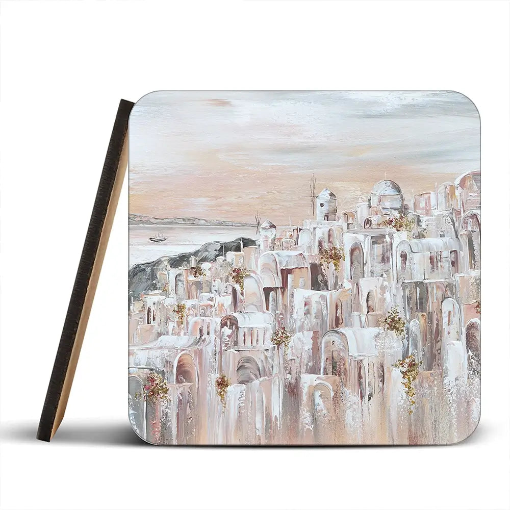 Santorini Oia Dreams Coaster Set Santorini Oia Dreams Coaster Set wall art product Art Print Shop