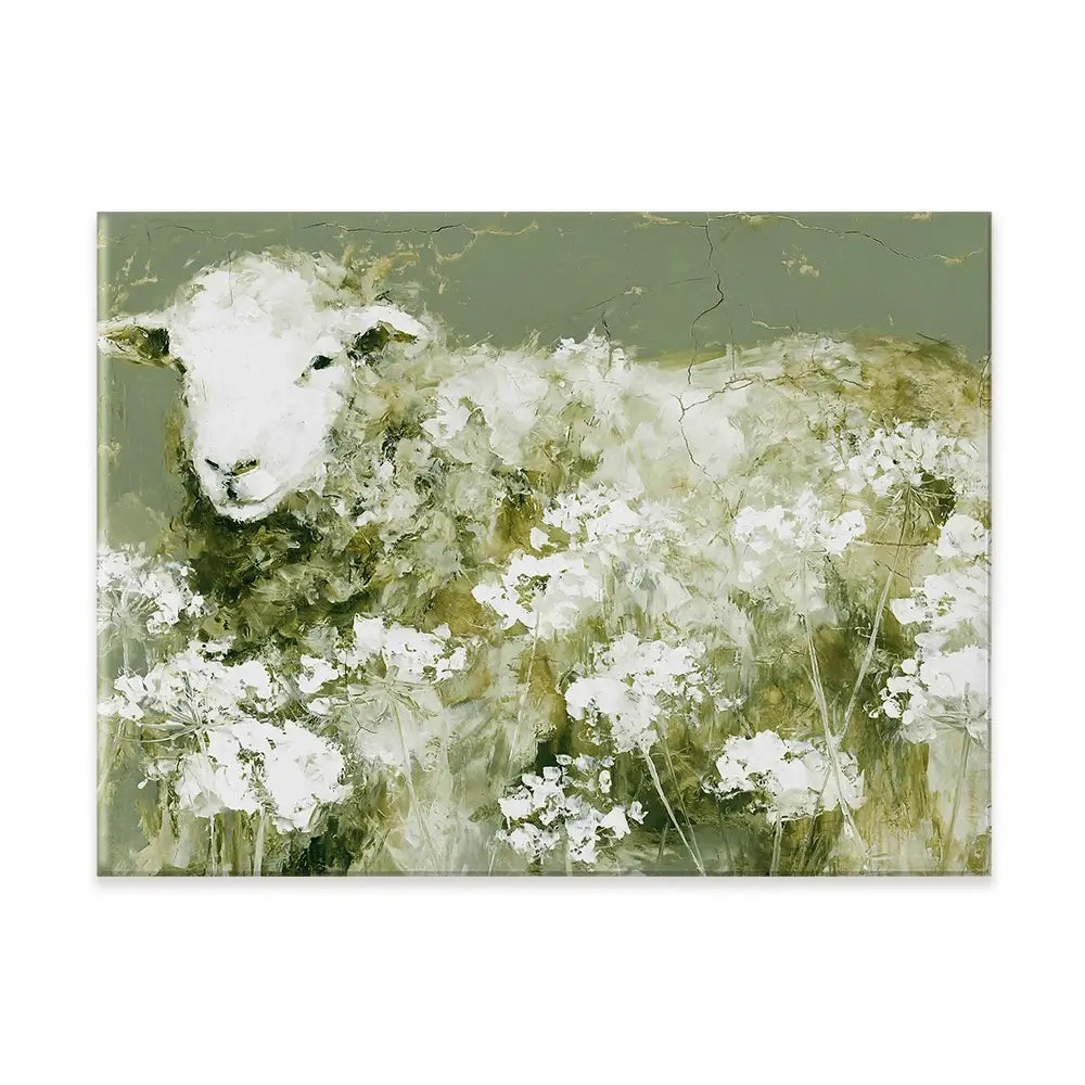 Sheep In Queen Annes Lace Canvas Print Sheep In Queen Annes Lace Canvas Print wall art product Chromatic Storm Studio