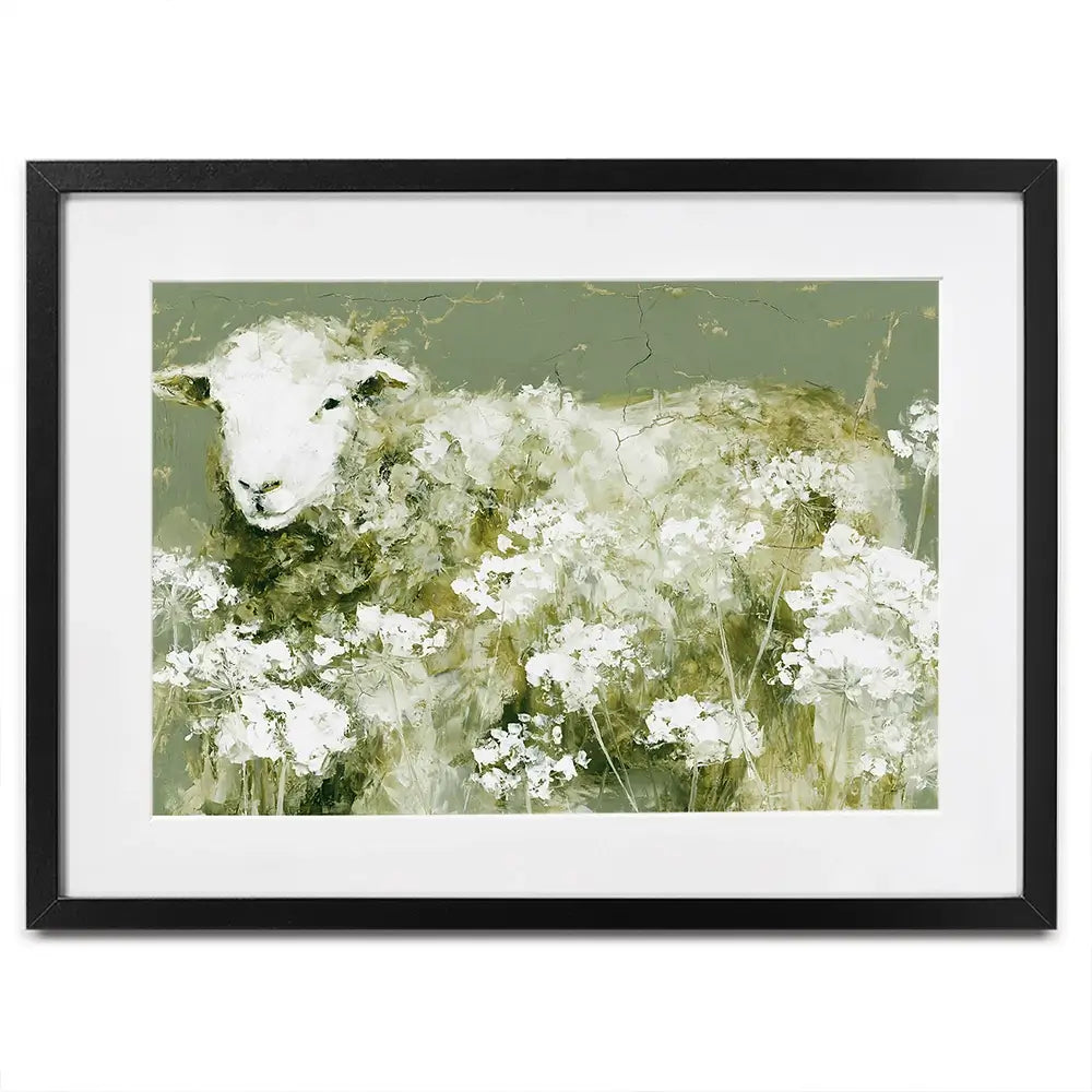 Sheep In Queen Annes Lace Framed Art Print Sheep In Queen Annes Lace Framed Art Print wall art product Chromatic Storm Studio