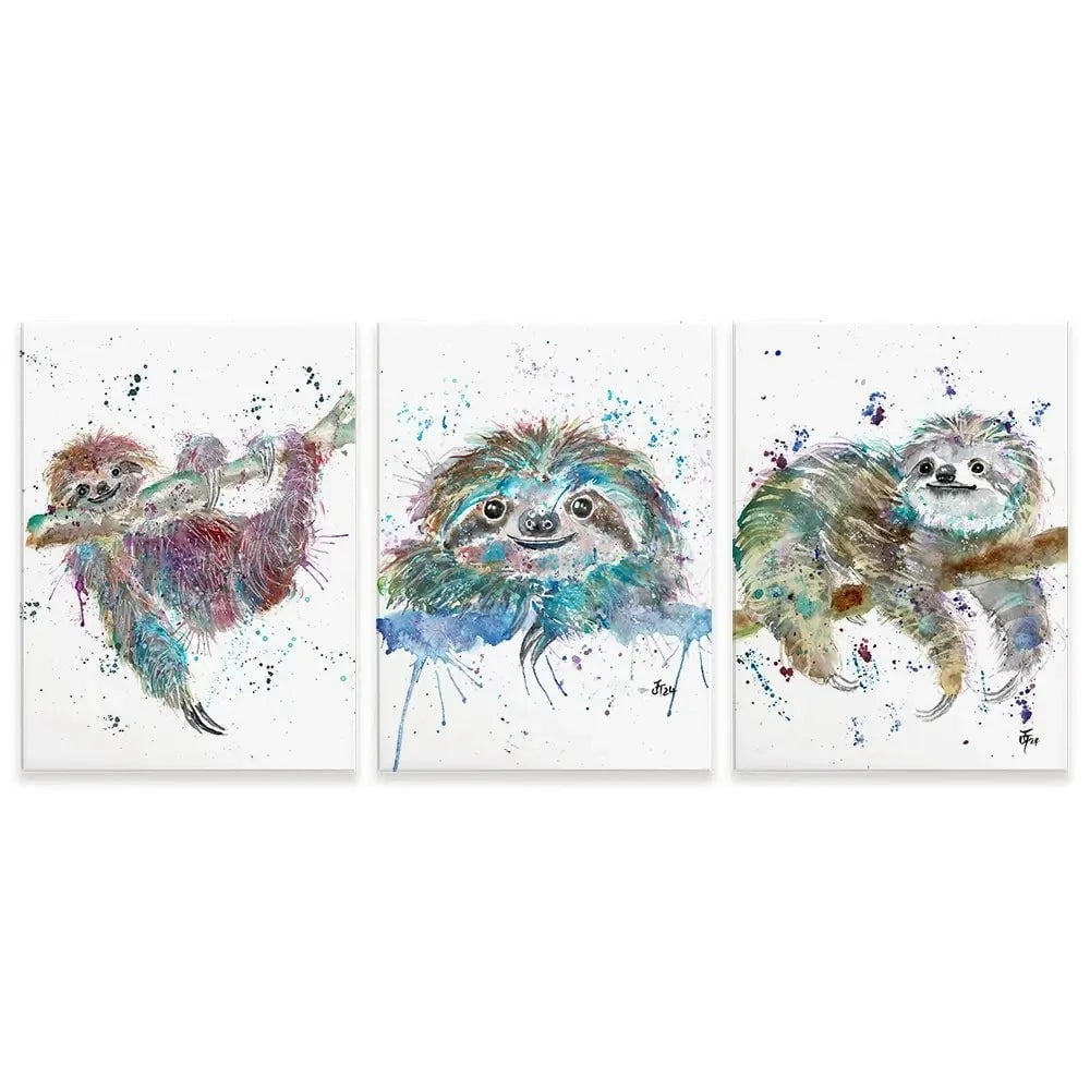 Sloth Life Trio Canvas Print Sloth Life Trio Canvas Print wall art product Jamie Taylor