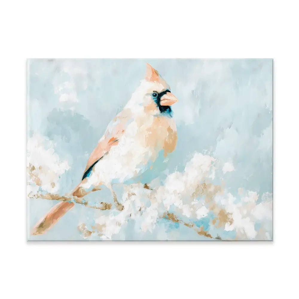 Soft Cardinal On Snowy Branch Canvas Print Soft Cardinal On Snowy Branch Canvas Print wall art product Chromatic Storm Studio