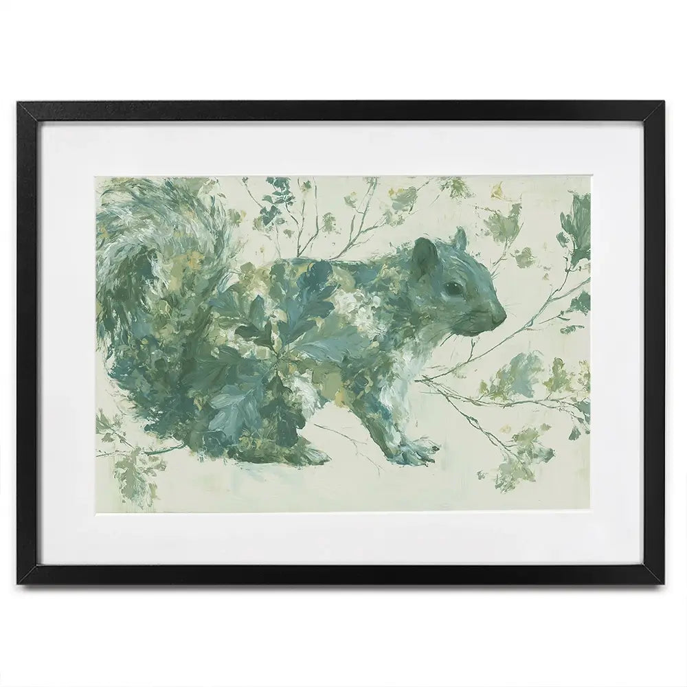 Squirrel And Oak Leaves Framed Art Print Squirrel And Oak Leaves Framed Art Print wall art product Chromatic Storm Studio