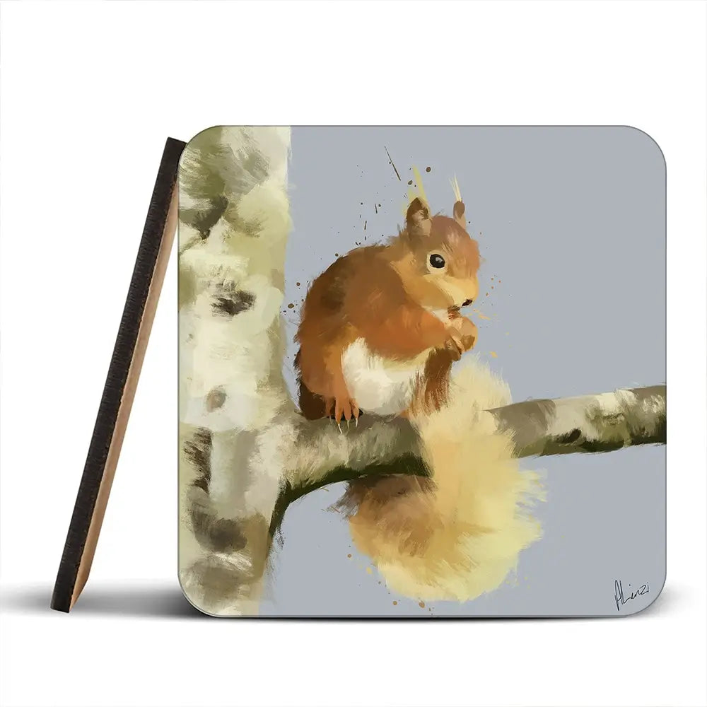 Squirrel On A Branch Coaster Set Squirrel On A Branch Coaster Set wall art product Aimee Linzi