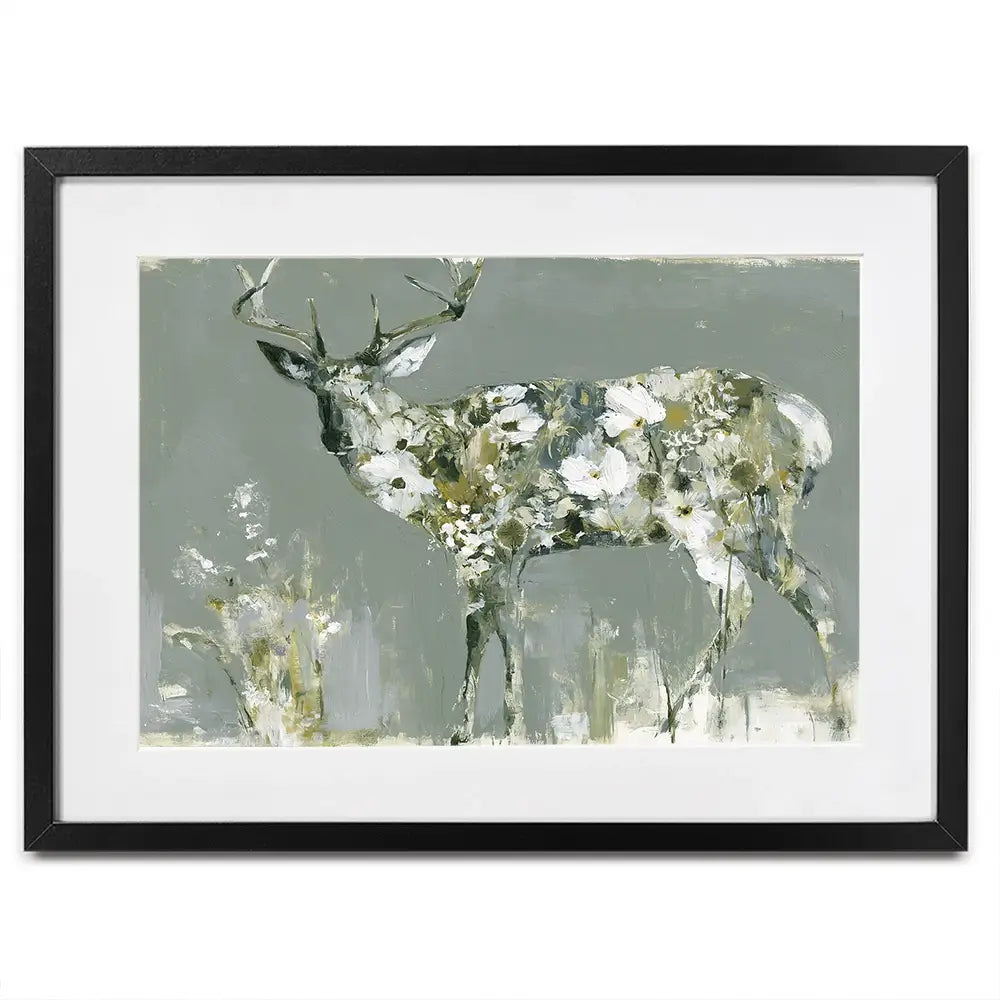 Stag Of White Cosmos Framed Art Print Stag Of White Cosmos Framed Art Print wall art product Chromatic Storm Studio