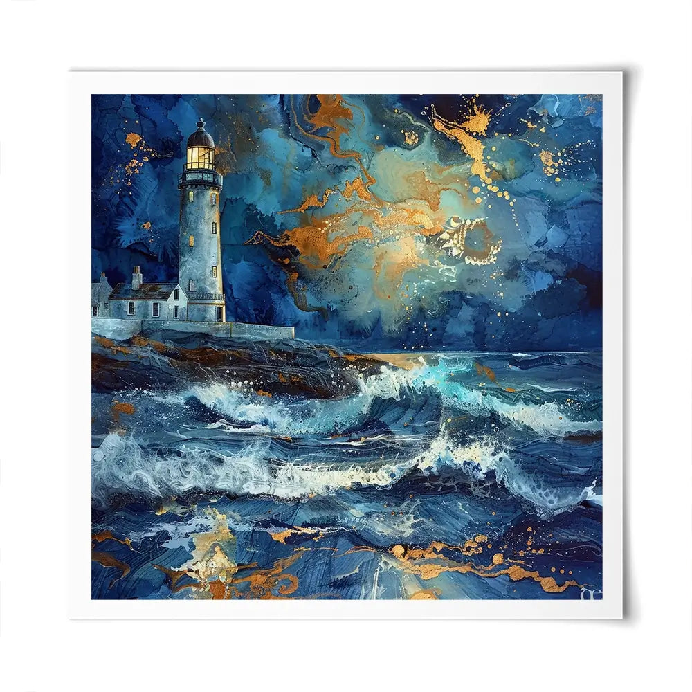 Stormy Lighthouse Square Art Print Stormy Lighthouse Square Art Print wall art product David Alexander Elder