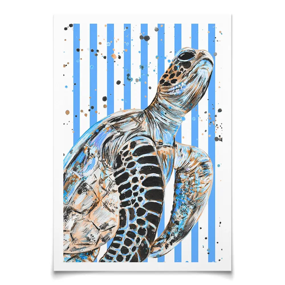 Striped Seaturtle Art Print Striped Seaturtle Art Print wall art product Emma LC Art