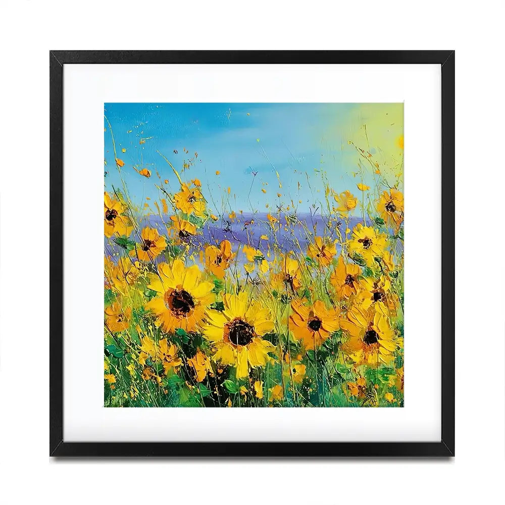 Sunflower Field Explosion Square Framed Art Print Sunflower Field Explosion Square Framed Art Print wall art product Art Print Shop