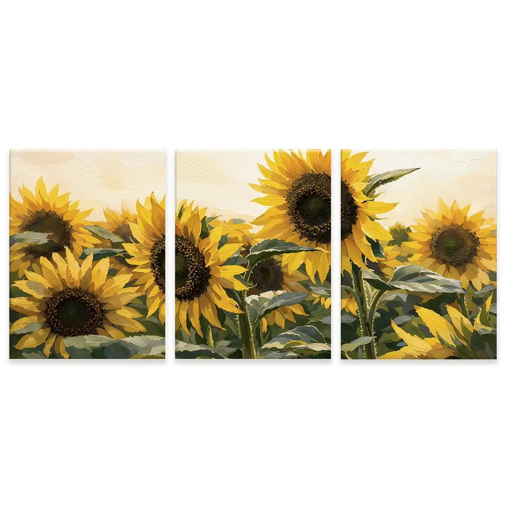 Sunflower Gathering Trio Canvas Print Sunflower Gathering Trio Canvas Print wall art product IAmHomeStudio
