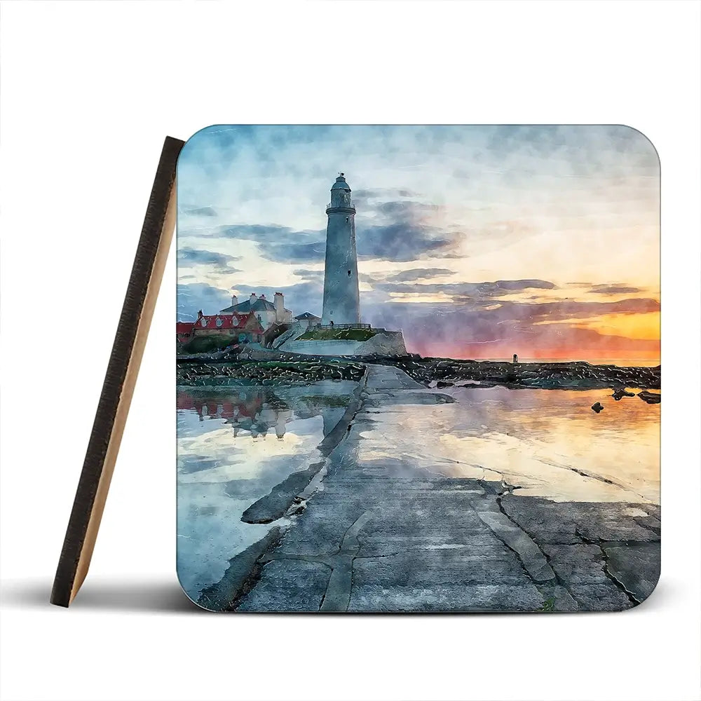 Sunrise Over A Lighthouse Coaster Set Sunrise Over A Lighthouse Coaster Set wall art product Helen Hotson / Shutterstock