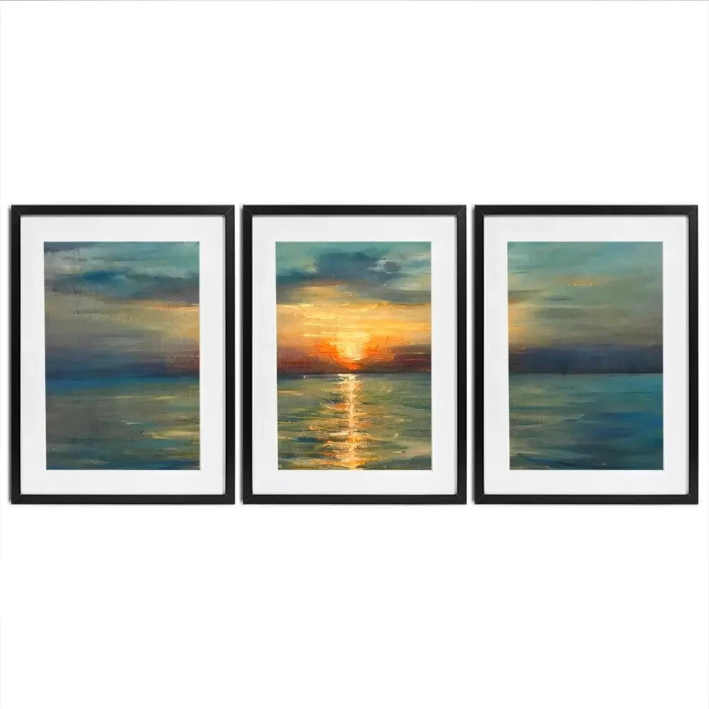 Sunrise Over The Sea Framed Art Print Trio Sunrise Over The Sea Framed Art Print Trio wall art product OlgaOsa / Shutterstock