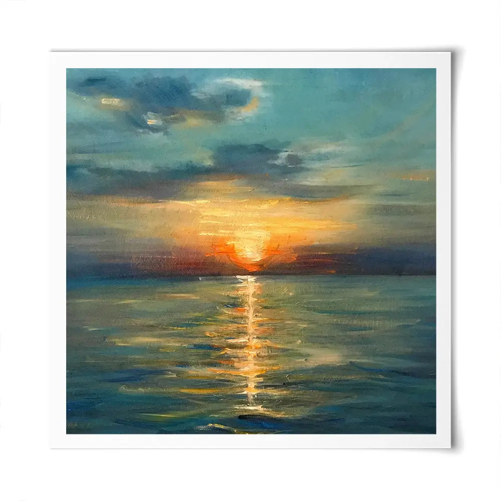 Sunrise Over The Sea Square Art Print Sunrise Over The Sea Square Art Print wall art product OlgaOsa / Shutterstock