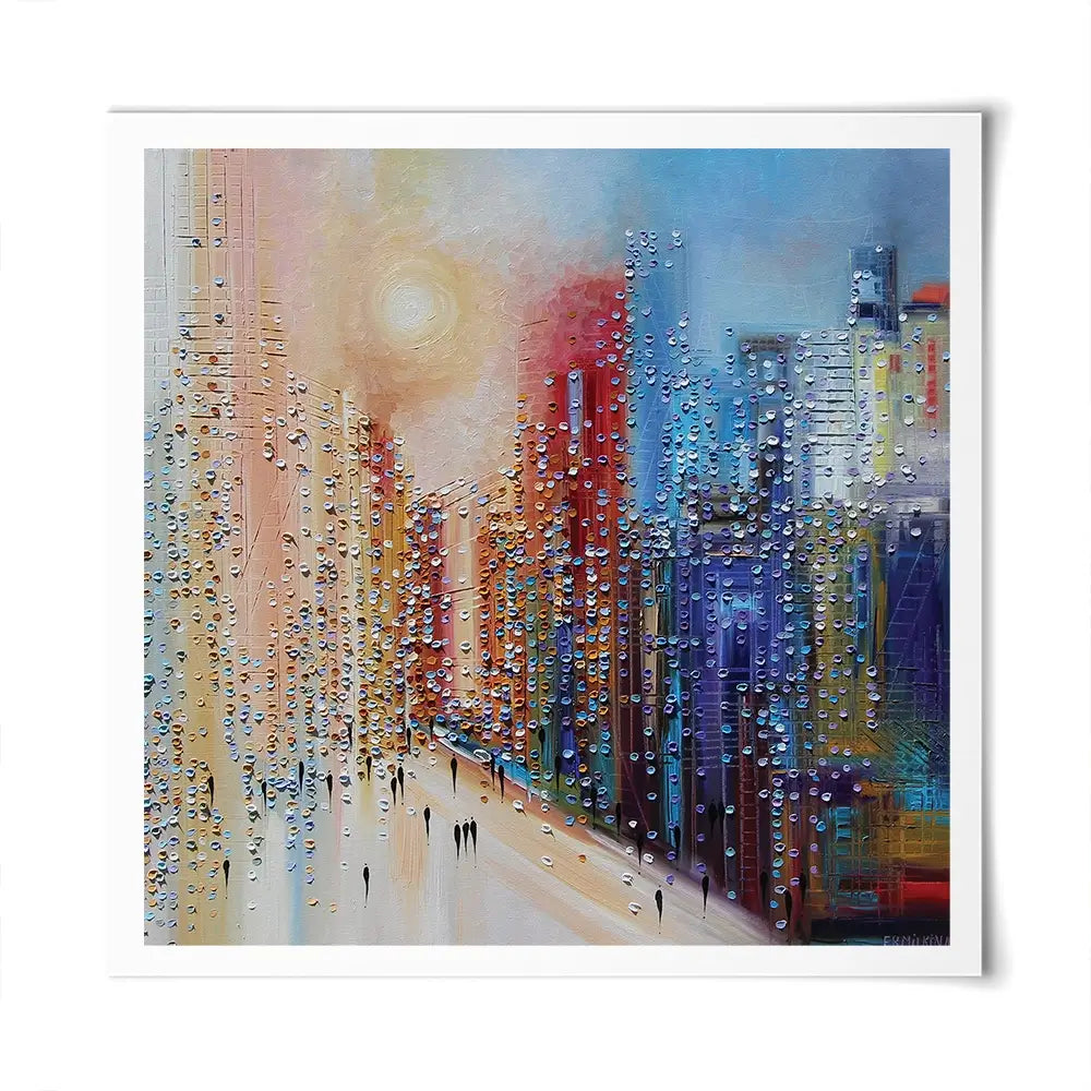 Sunset City Square Art Print Sunset City Square Art Print wall art product Ekaterina Ermilkina