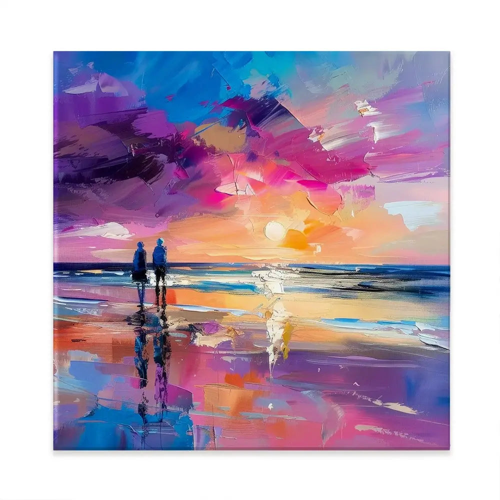 Sunset Strolling Square Canvas Print Sunset Strolling Square Canvas Print wall art product Art Print Shop