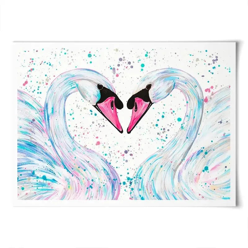 Swan Lovers Art Print Swan Lovers Art Print wall art product Emma LC Art