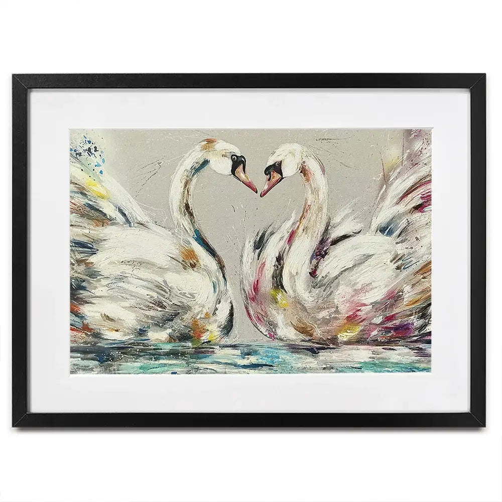 Swans In Love Framed Art Print Swans In Love Framed Art Print wall art product Nicola Jane Rowles
