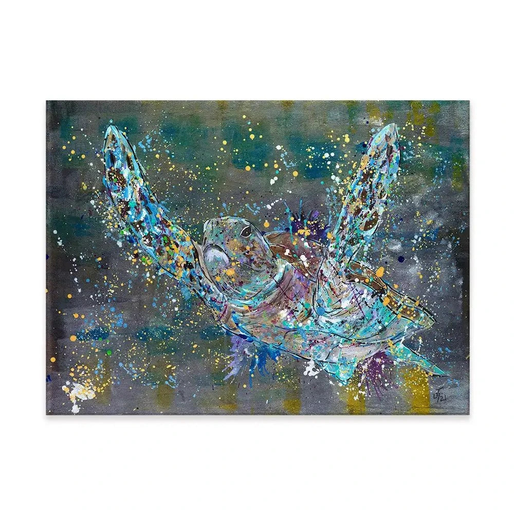 Swimming Turtle Splash Canvas Print Swimming Turtle Splash Canvas Print wall art product Jamie Taylor