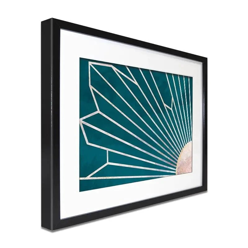 Teal Sunrays Framed Art Print Teal Sunrays Framed Art Print wall art product Sarah Manovski