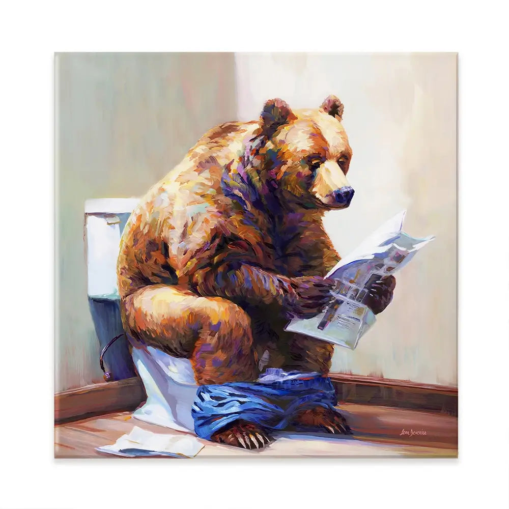 The Informed Bear Square Canvas Print The Informed Bear Square Canvas Print wall art product Leon Devenice