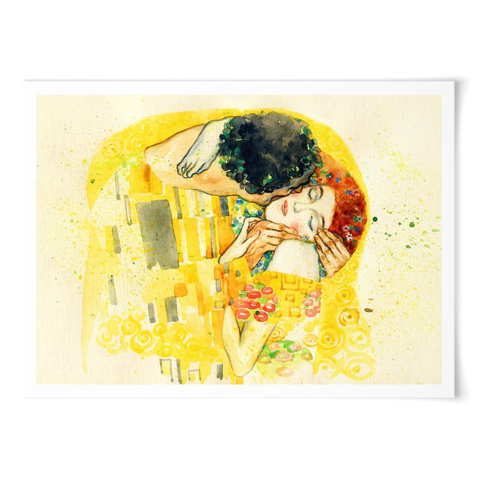 The Kiss Watercolour Art Print wall art product / Shutterstock