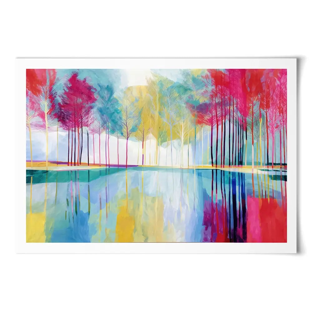 Trees Reflected In Still Water Art Print Trees Reflected In Still Water Art Print wall art product Chromatic Storm Studio