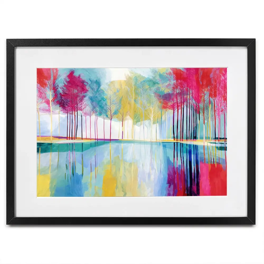 Trees Reflected In Still Water Framed Art Print Trees Reflected In Still Water Framed Art Print wall art product Chromatic Storm Studio