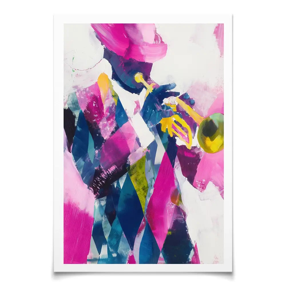 Trumpet Player In Magenta Art Print Trumpet Player In Magenta Art Print wall art product Chromatic Storm Studio