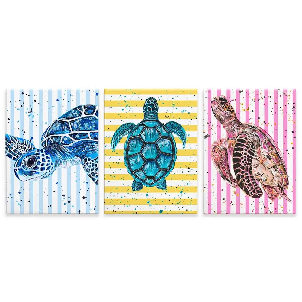 Turtle Stripes Trio Canvas Print Turtle Stripes Trio Canvas Print wall art product Emma LC Art