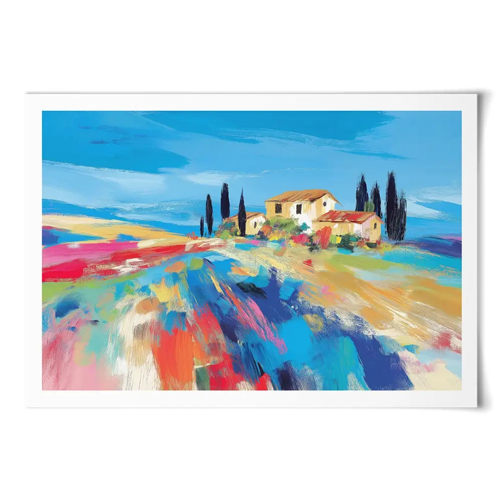 Tuscan Hilltop At Noon Art Print Tuscan Hilltop At Noon Art Print wall art product Chromatic Storm Studio
