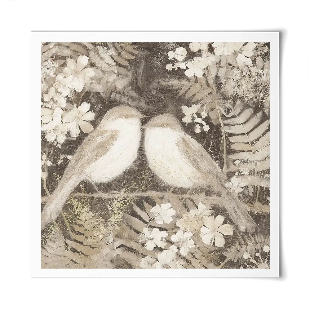 Two Thrush Branch Square Art Print Two Thrush Branch Square Art Print wall art product Chromatic Storm Studio