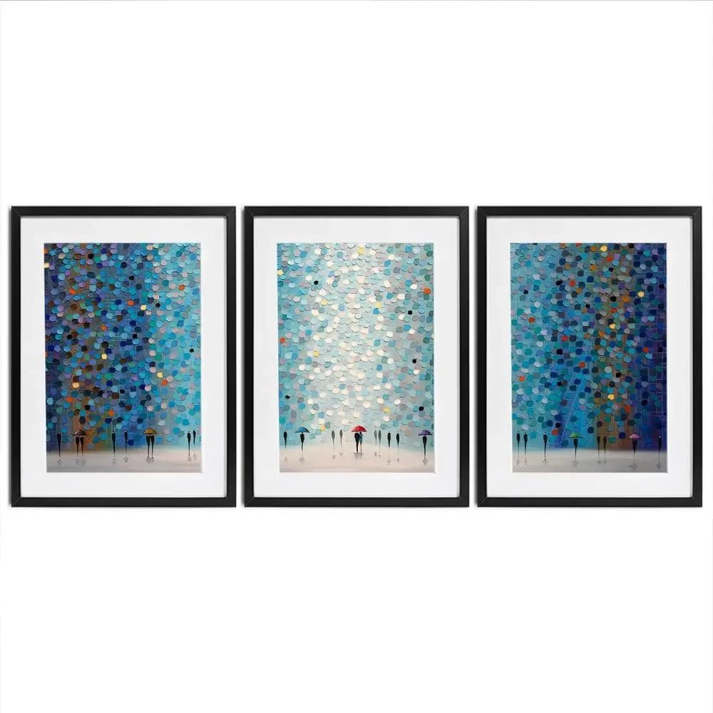 Umbrellas At Night Framed Art Print Trio Umbrellas At Night Framed Art Print Trio wall art product Ekaterina Ermilkina