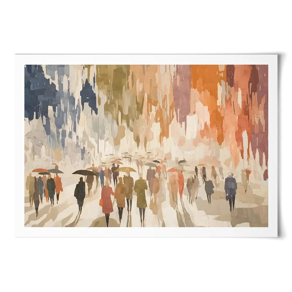 Urban Rainy Promenade Art Print Urban Rainy Promenade Art Print wall art product Chromatic Storm Studio