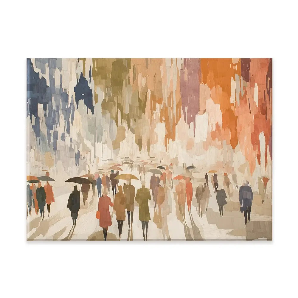 Urban Rainy Promenade Canvas Print Urban Rainy Promenade Canvas Print wall art product Chromatic Storm Studio