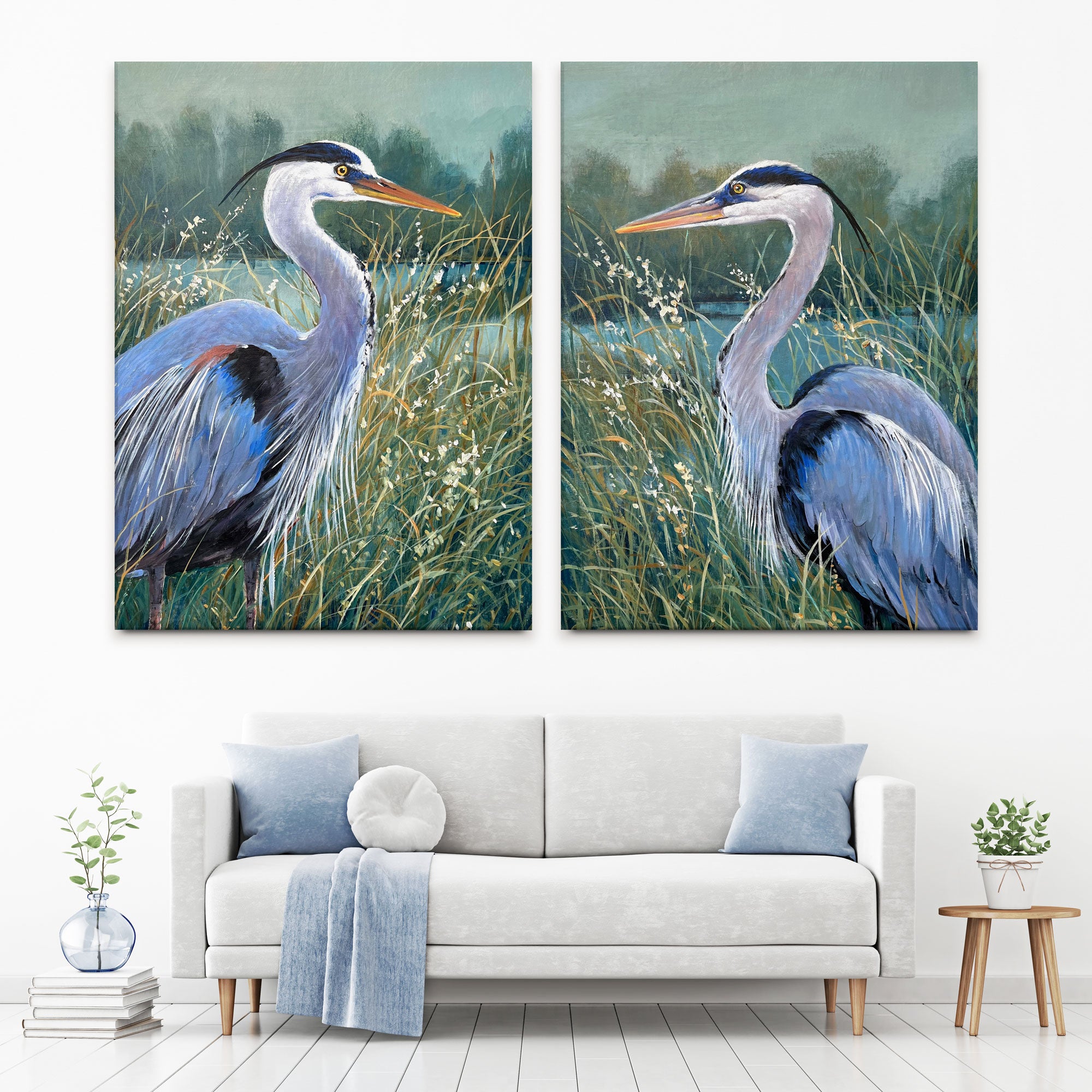 Wading Herons Duo Canvas Print Wading Herons Duo Canvas Print wall art product Tim O'Toole
