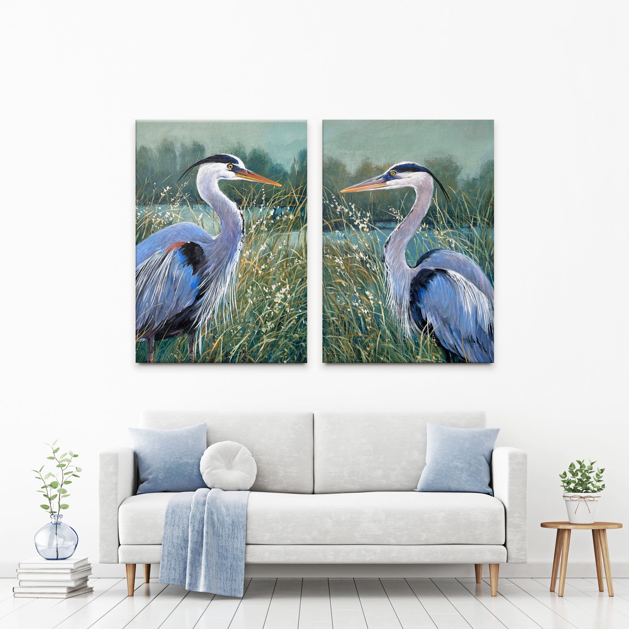 Wading Herons Duo Canvas Print Wading Herons Duo Canvas Print wall art product Tim O'Toole