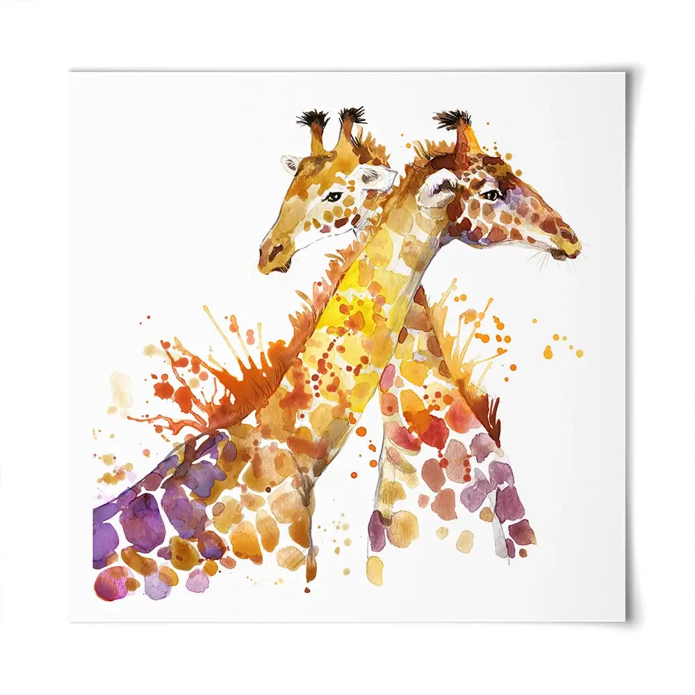 Watercolour Giraffes Square Art Print Watercolour Giraffes Square Art Print wall art product Faenkova Elena / Shutterstock
