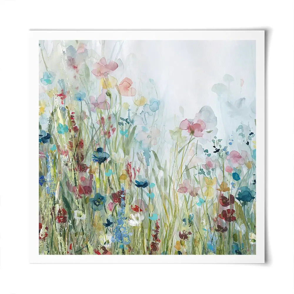 Watercolour Wildflower Meadow Square Art Print Watercolour Wildflower Meadow Square Art Print wall art product Carol Robinson