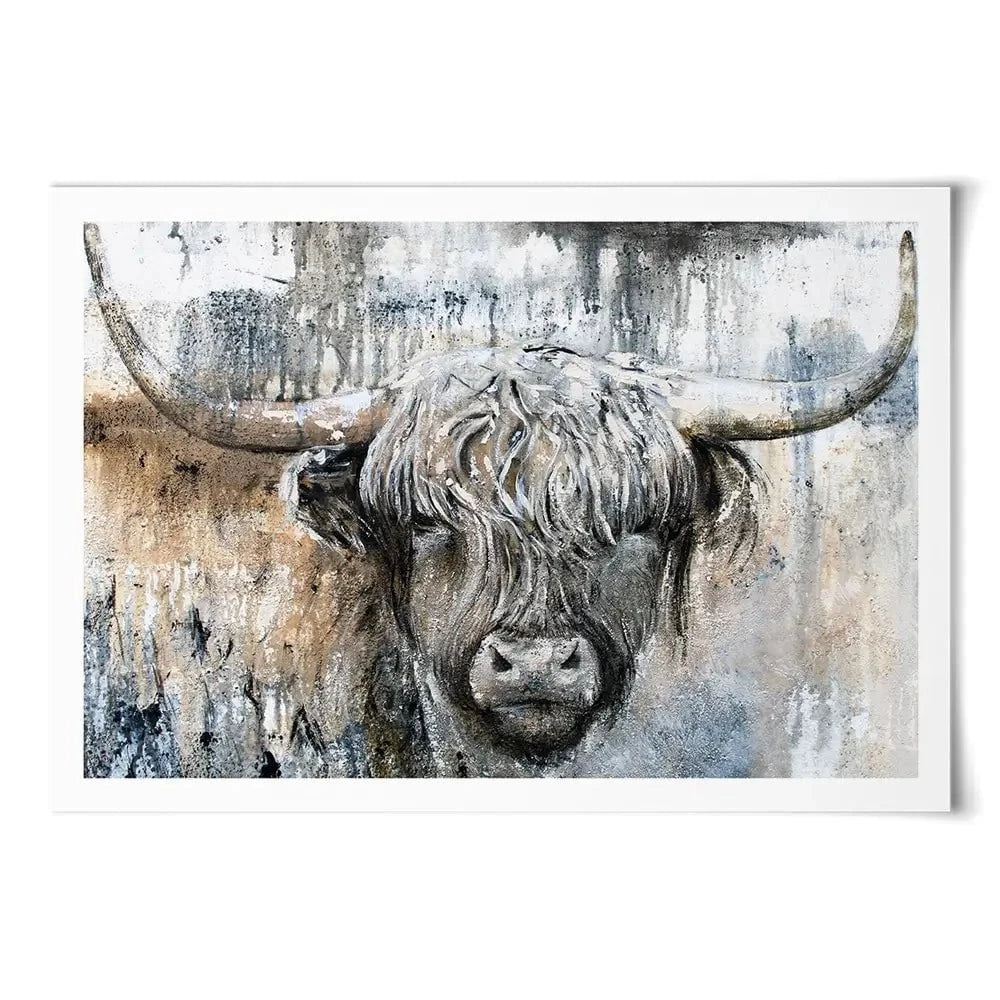 Weathered Highland Cow Art Print Weathered Highland Cow Art Print | Weathered Highland Cow Artwork wall art product Studio Paint-Ing