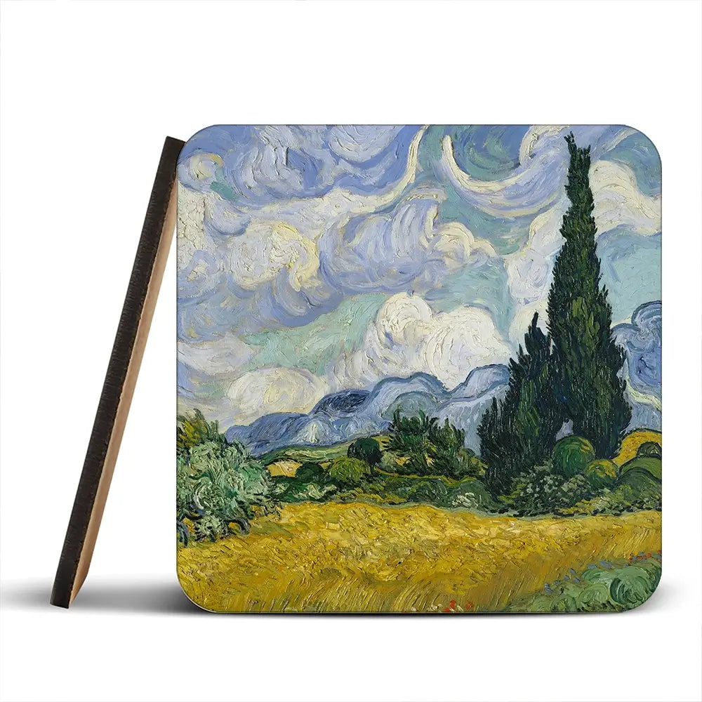 Wheat Field With Cypresses Coaster Set Wheat Field With Cypresses Coaster Set wall art product Vincent Van Gogh