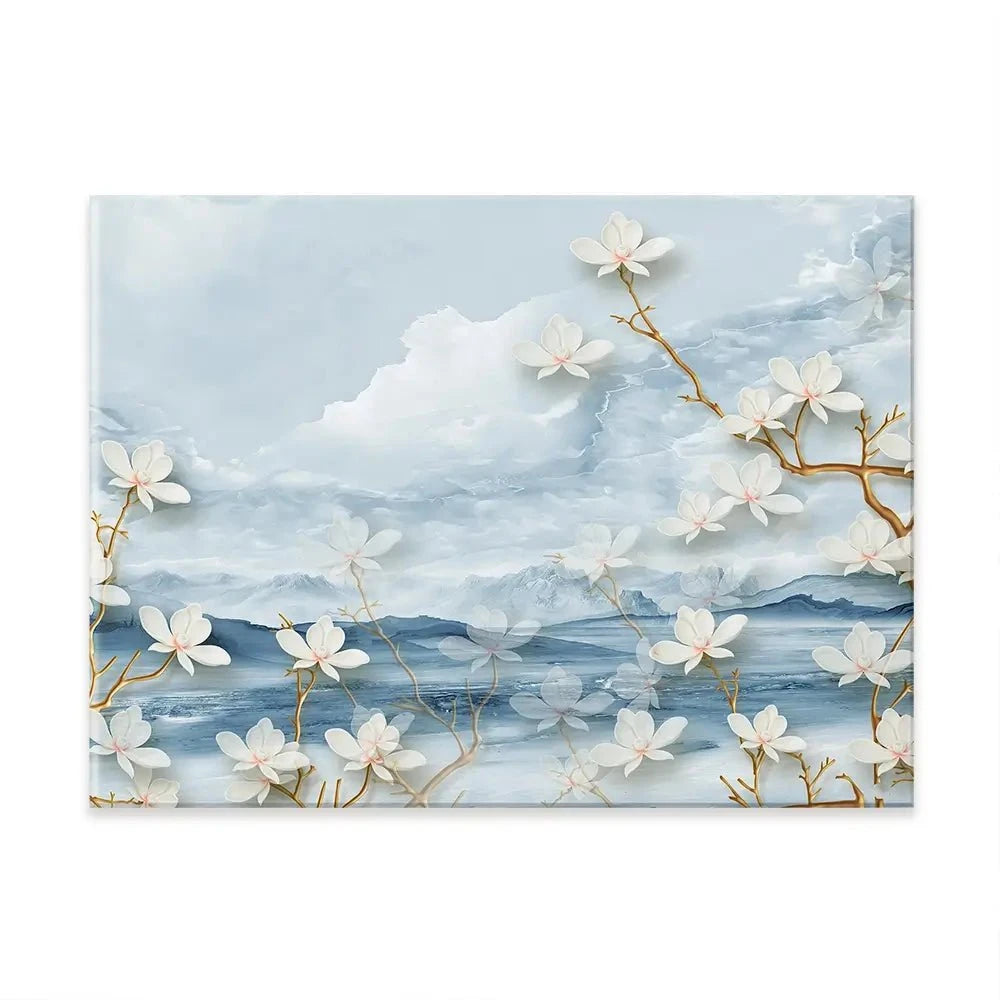 White Flowers Soft Blue Canvas Print White Flowers Soft Blue Canvas Print wall art product Tim Kats / Shutterstock