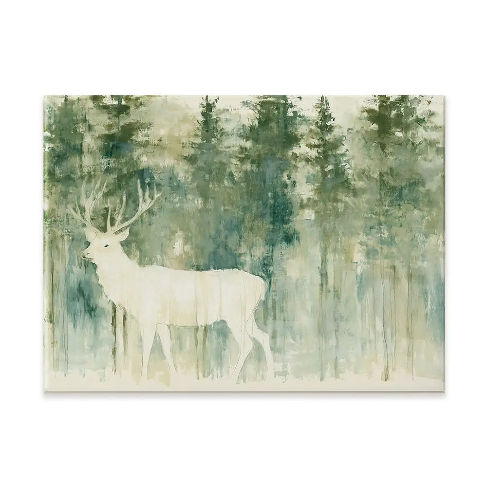 White Stag In Forest Canvas Print White Stag In Forest Canvas Print wall art product Chromatic Storm Studio