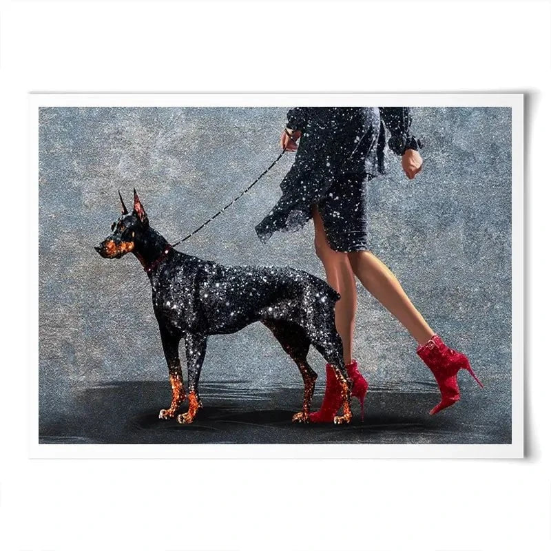 Woman With Doberman Art Print Woman With Doberman Art Print wall art product Svetlana Aleynikova