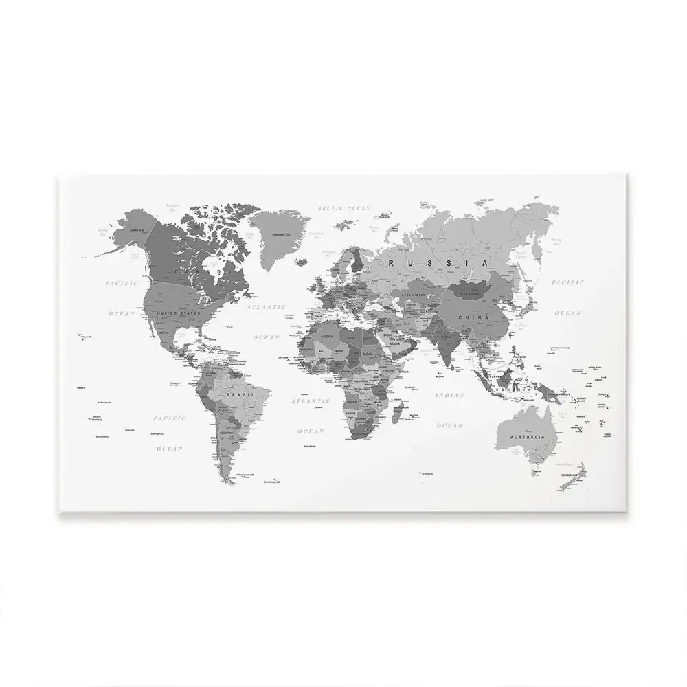 World Map Black & White Oversized Canvas Print World Map Black & White Oversized Canvas Print wall art product Independent