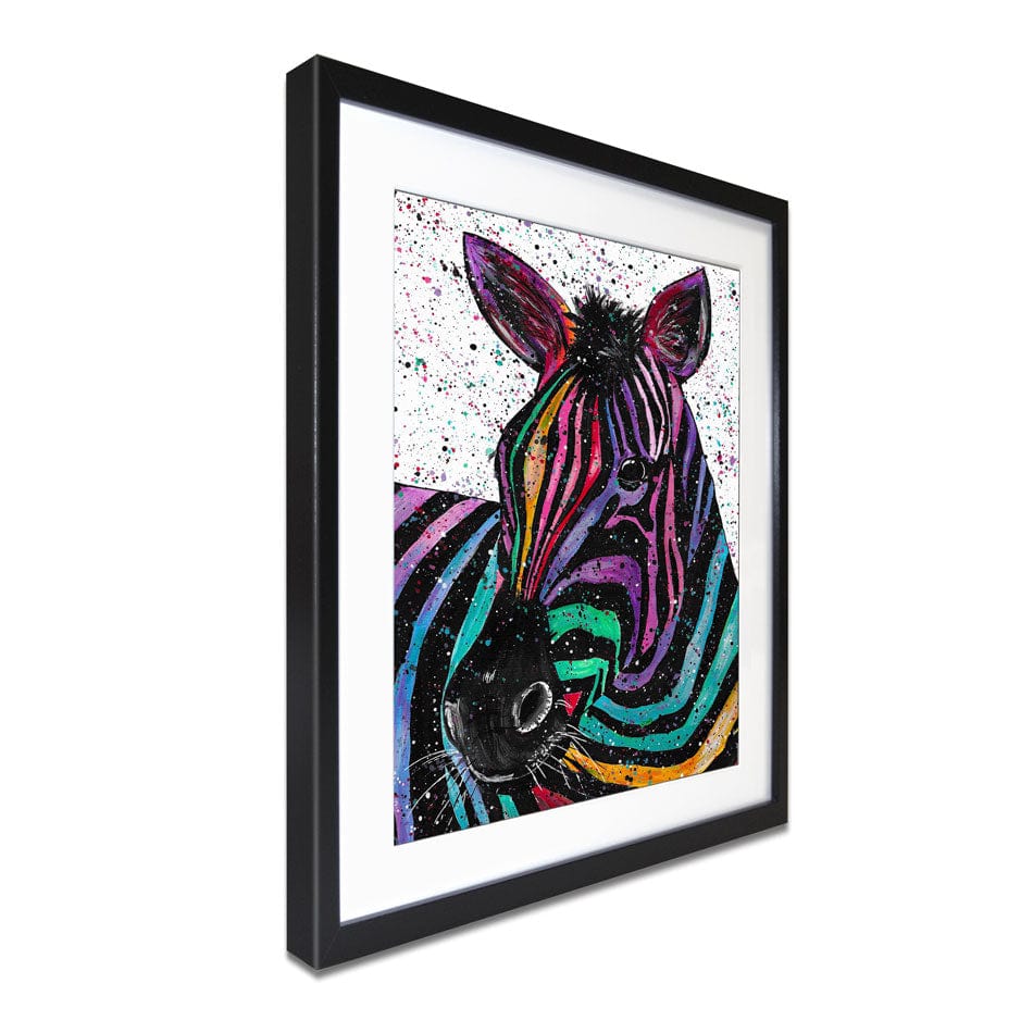 Zebra Nellie Framed Art Print wall art product Emma LC Art