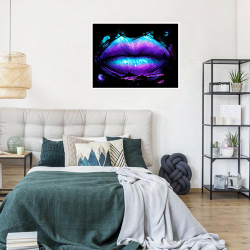 Blue Purple Lips Framed Print